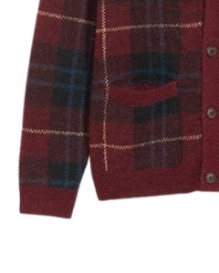 Pull cardigan pour homme à motif à carreaux bleu marine et noir avec tissu en coton doux et chaud et fermeture à boutons pour la mode d'hiver - Product Image 5