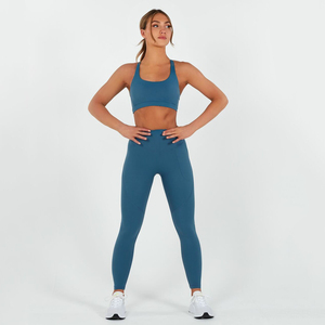 Conjunto de ropa activa de mujer de colores personalizados al por mayor, sujetador ligero sostenible para yoga, pantalones de entrenamiento de cintura alta, secado rápido personalizado - Product Image 3