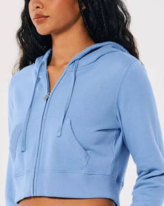 Sudadera con capucha corta de forro polar con cremallera, manga larga, deportiva, para entrenamiento, tipo jersey, de invierno, 100% algodón, para hombre - Product Image 5