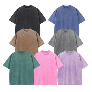 T-shirt en détresse lavé à l'acide de haute qualité 230gsm poids lourd 100% coton Logo personnalisé imprimé goutte épaule Vintage t-shirts - Product Image 3