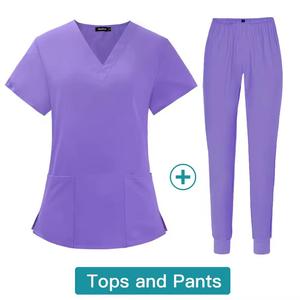 Women's Medical <b>Scrubs</b> Nurse Uniform <b>Top</b> Woven Fabric <b>Scrub</b> Sets for Hospitals OEM Service Available - Product Image 4