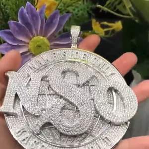 Colgante de Plata de Ley 925 Hip Hop con nombre personalizado, moissanita sólida, Diamante helado completo, colgante elegante, joyería - Product Image 2