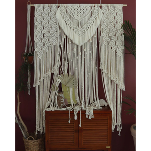 Grande tenture murale en macramé, rideau et cantonnière en macramé, toile de fond de mariage rustique en macramé, décoration murale en macramé, tenture murale tissée - France