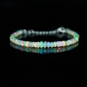 Pulseras de Plata de Ley 925 hechas a mano, cuentas de ópalo Welo etíope llamativas genuinas, joyería fina espiritual, oro Cristiano - Product Image 1