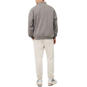 Sudadera personalizada con media cremallera para hombre, cómoda y relajada, con cuello levantado, manga caída esencial, sudaderas con capucha de algodón liso - Product Image 4