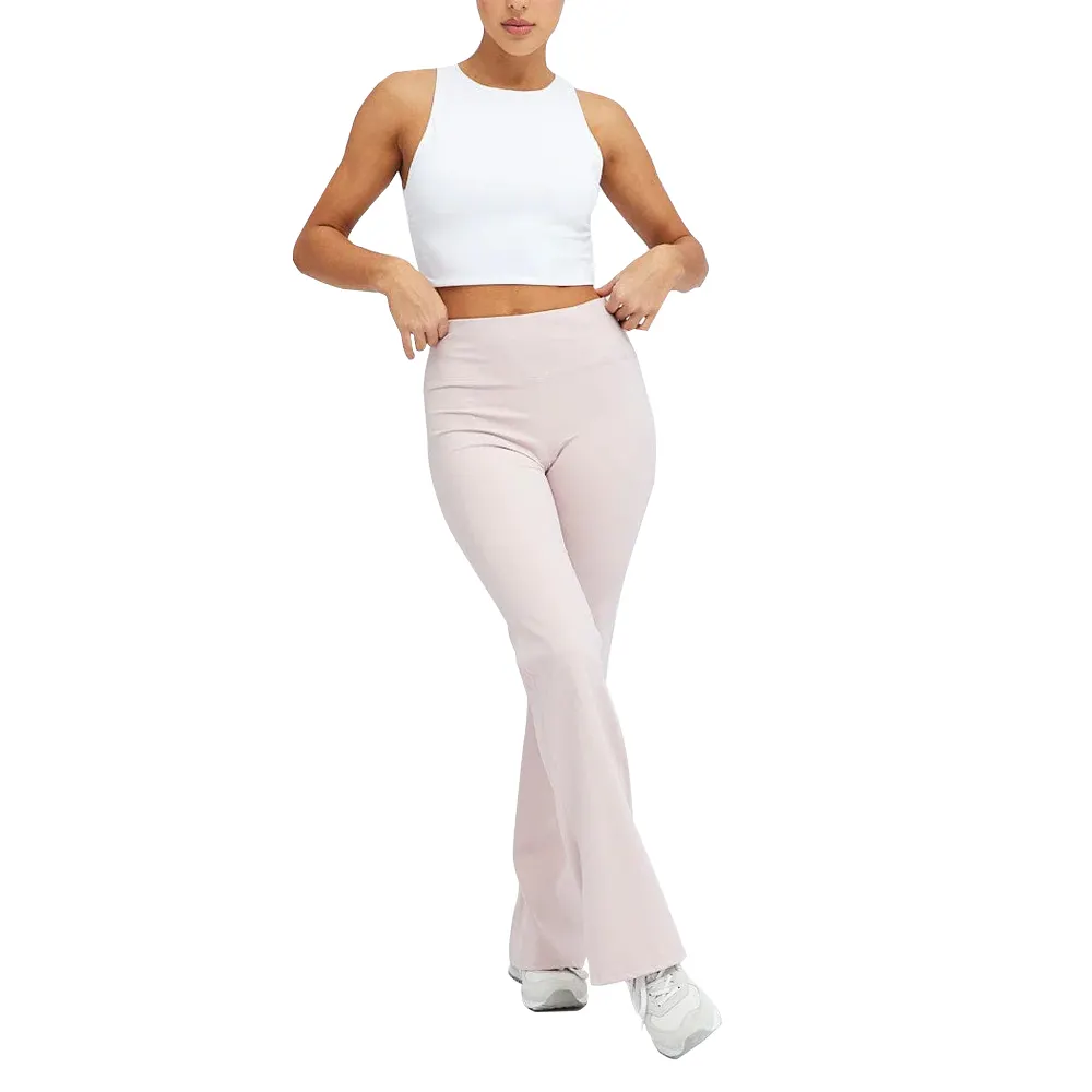 Oem Fabrikant Lichtgewicht Vrouwen Flare Broek En Broek Van Hoge Kwaliteit Street Wear Effen Blanco Zwaargewicht Dames Flare Broek