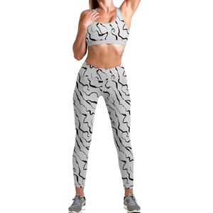 Conjunto de Yoga para Mujer con Estampado de Sublimación 3D Personalizado al por Mayor, Conjunto Deportivo de 2 Piezas sin Costuras, Sujetador Deportivo y Leggings de Secado Rápido y Transpirable para Gimnasio - Product Image 3