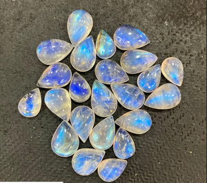 Pierre de lune arc-en-ciel naturelle 10x14mm en forme de poire Cabochon en vrac calibré plat pour la fabrication de bijoux toutes les tailles disponibles - Product Image 3