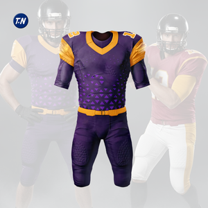 ชุดยูนิฟอร์มอเมริกันฟุตบอลขายส่ง กางเกงขาสั้นพิมพ์ลาย 3 มิติ สำหรับผู้ชาย ผ้าโพลีเอสเตอร์ 100% ชุดทีมแบบกำหนดเอง ชื่อทีม ผู้ใหญ่ ไซส์พลัส - Product Image 4