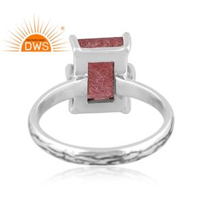 Dernières tendances Bague empilable en argent sterling oxydé, fraise, quartz, pierres précieuses, design beguette, fabricant de bijoux personnalisés - Product Image 4