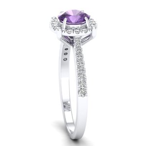Bague de fiançailles REYES Sparkle en argent sterling 925 avec améthyste de 0,84 carat, vente en gros, certifiée GRA, bijoux fins en moissanite - Product Image 3