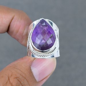 Hot Selling And Good Quality Natural Amethyst Silver Plated <b>Brass</b> Stone Gemstone <b>Rings</b> For women Jewelry And Gift For Sale - Product Image 2