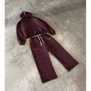 Conjunto Deportivo de 2 Piezas, Holgado y Moderno, Chándal Extra Grande, Pantalones y Sudadera con Capucha de Algodón Personalizados, Unisex - Product Image 1