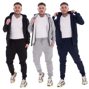 Chándal con capucha cortavientos y protección UV para hombre, con sudadera de forro polar de poliéster/algodón con puños acanalados y pantalones de chándal - Product Image 1