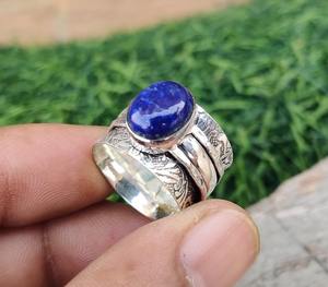 Joyería de piedras preciosas de lapislázuli para mujer, anillo de estilo bohemio de plata, joyería de plata de ley 925, anillo hecho a mano de tendencia, Regalo para mamá - Product Image 2