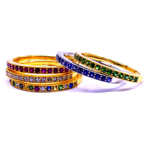 Atractivo oro amarillo de 14 quilates piedras preciosas multicolores encanto asequible elegante anillo de banda completa de moda - Product Image 6