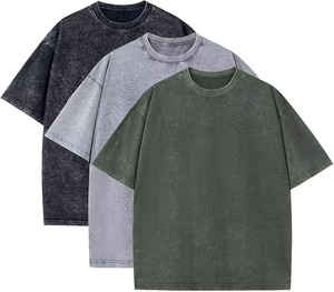 T-shirts en coton surdimensionnés à épaules tombantes T-shirts délavés vintage à coupe ample T-shirts décontractés unisexes à manches courtes pour hommes vente en gros - Product Image 1