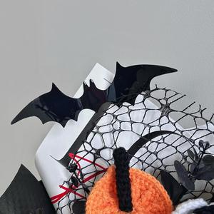 Bouquet de fleurs artificielles en coton au crochet, motif chauve-souris et araignée d'Halloween, produit fini transfrontalier, ornement durable, cadeau d'Acki - Product Image 3