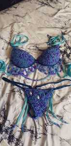 Conjunto de Bikini de Dos Piezas Azul Intenso con Diseño Sexy Personalizado, Listo para Usar, con Cuentas y Logotipo Frontal para Salidas, 100% Poliéster - Product Image 4