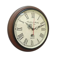 Nouvelle arrivée 2025, vente chaude, horloge murale vintage en bois de 12 pouces, design Art Déco, quartz à aiguilles, directement d'Inde