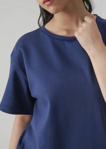 T-shirt court pour femme en coton biologique avec logo imprimé personnalisé, manches courtes, coupe classique, respirant, été, OEM - Product Image 2
