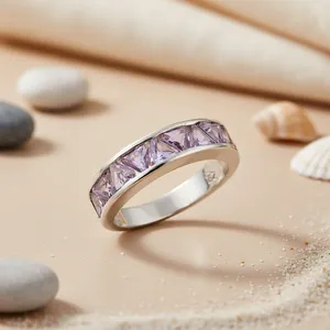 Bague en argent 925 avec améthyste pour femmes, bijoux en pierres précieuses, accessoire - Product Image 2