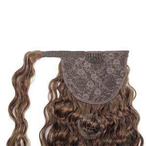 Queue de cheval bouclée frisée à cordon de serrage, extensions de cheveux humains à clipser, brun moyen # 6 - Product Image 4
