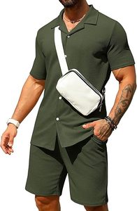 Chemises + Shorts 2024 Nouveau style d'été Motif lettres Vêtements de sport Ensembles décontractés pour hommes Shorts et chemises pour hommes Taille complète - Product Image 2