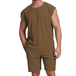 Conjuntos de verano hechos de algodón 100% para hombres, camisetas y pantalones cortos con cuello redondo, conjuntos hechos en Pakistán, conjunto sin mangas de alta calidad a precio de montón - Product Image 1