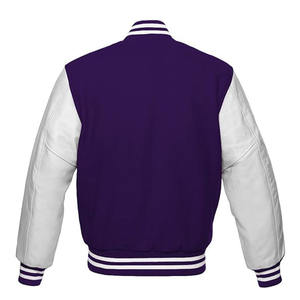 Veste de baseball varsity bomber en cuir véritable avec manches en cuir et corps en laine - Product Image 6
