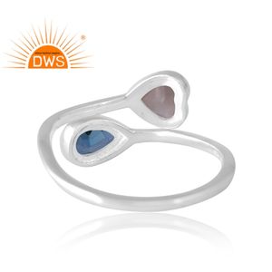 Nouvelle tendance en argent sterling naturel londres topaze bleue et pierre de lune grise bague en pierres précieuses conception personnalisée fabricant de bijoux - Product Image 2