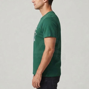 T-shirt décontracté pour homme à col rond et manches courtes, avec logo personnalisé en strass, design tendance, tissu respirant 100% coton, écologique, été - Product Image 5