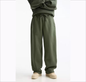 Pantalones de chándal de lujo de lana transpirables de pierna ancha de gran tamaño personalizados con cierre de cordón estilo informal de invierno - Product Image 2