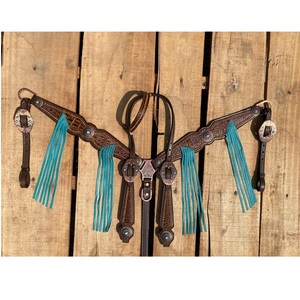 Ensemble de sellerie pour cheval en cuir occidental de nouvelle conception, selle, bride, têtière et harnais avec logo personnalisé - Product Image 1