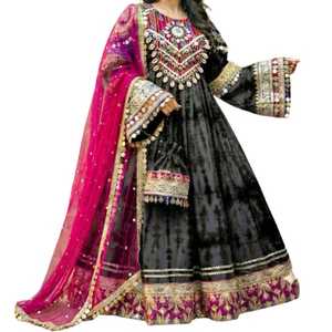 Nuevo Vestido Tradicional Vintage Afgano Kuchi Hecho a Mano con Bordado Intrincado y Mangas Largas para Niñas - Product Image 1