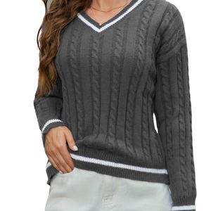High Quality <b>Women's</b> V-Neck <b>Cardigan</b> Breathable Wool Sweater <b>for</b> Autumn Winter <b>Lined</b> Anti-Shrink Ladies' Knitted Warm Clothing - Product Image 1