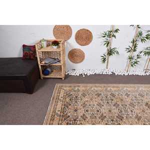 พรมตุรกีวินเทจ ขนาด 4.8x7.2 ฟุต สีเบจ-น้ำเงิน ลายอิคัต - Product Image 5