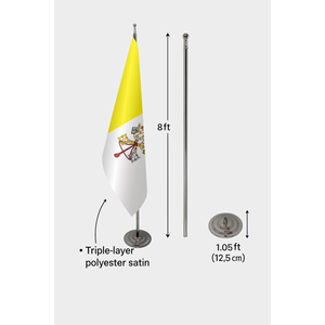Drapeau officiel du Vatican imprimé numériquement en satin de polyester et soie avec mât en fibre de verre et aluminium - Product Image 6