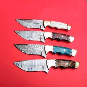 Design personnalisé en acier damas fait à la main couteau de chasse à lame fixe pour l'extérieur manche en bois avec étui en cuir gratuit - Product Image 6