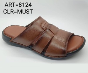 Wholesale Genuine Leather Men's Slides Summer Rubber Sole Sandals & <b>Slip</b>-<b>On</b> <b>Slippers</b> Comfortable Breathable Footwear for Men - Product Image 5