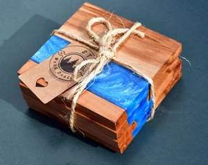 ASISTENCIA Posavasos de madera de nogal de resina para el hogar Deco Posavasos de madera de resina epoxi Posavasos de lujo personalizado para bebidas - Product Image 5