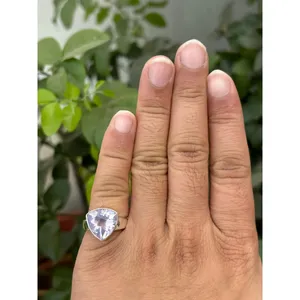 925 Silver Ring <b>Lavender</b> Quartz Gemstone Rose Gold Plated Fashionable Bezel Setting Trendy Inlay Style Perfect <b>Gift</b> Accessory - Product Image 4