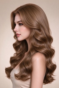Brown Wave Human Hair Wig Long Lob Straight to Wave Lace Front Wig Natural Looking Daily Wear - Product Image 2