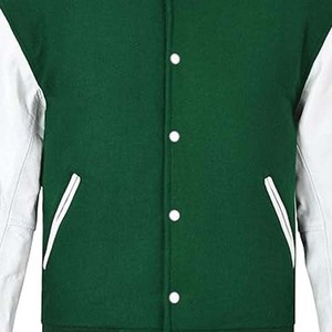 Chaquetas de béisbol de invierno para hombre de Color personalizado con manga de viscosa de lana, cuello levantado, logotipo frontal, estilo callejero, diseño personalizado OEM - Product Image 4