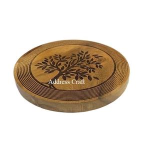 Sous-verres en bois de forme ronde pour tasses à thé Tapis et tampons de table Sous-verres en bois naturel pour boissons Sous-verres résistants à la chaleur - Product Image 6