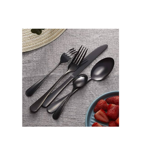 Cuillère à dessert en acier inoxydable de haute qualité 28 pièces couteau à beurre/fourchette/cuillère à dessert couverts couleur noire mate - Product Image 2