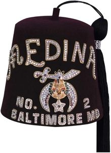 Sombrero Shriners Fez 2025 - Color Granate con Pedrería Blanca Brillante y Personalización, Sombreros Fez Masónicos, Servicio OEM - Product Image 3