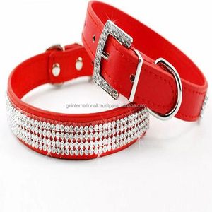 Collar de cuero para perro de lujo, cadena de cristal transparente con diamantes de imitación, costura completa y hardware pesado, Multicolor, en muchos colores - Product Image 6