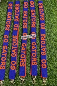 Correas de cuentas de equipo personalizadas naranja sobre azul diseño Bold Go Gators con cierres de metal - Product Image 3
