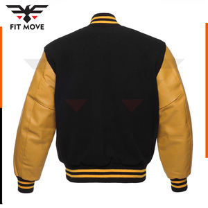 2024 personnalisé haute qualité laine corps en cuir véritable manches Letterman Bomber veste varsité vestes pour hommes femmes Stand OEM - Product Image 5